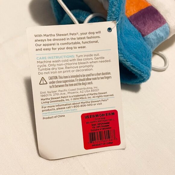 Martha Stewart Pets Dog Happy Birthday Hat Size Large Fashion Dog Apparel - Picture 3 of 14